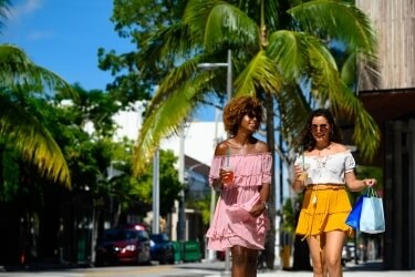 Two women walking and shopping near The alery Fort Myers Apartments istock 1167289194